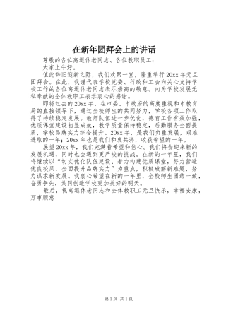 在新年团拜会上的讲话