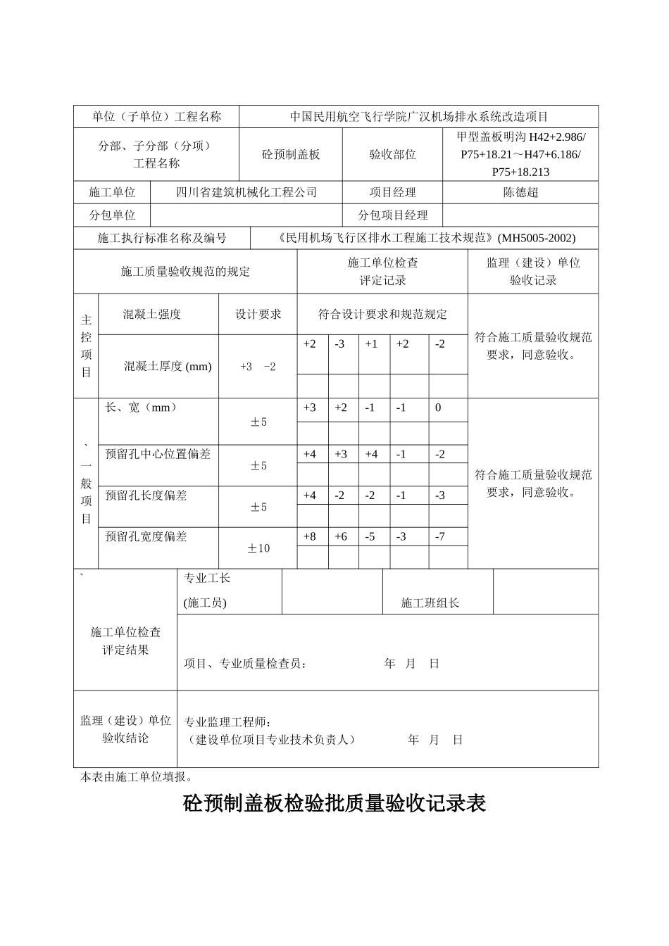 预制盖板检验批质量验收记录表_第2页