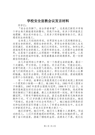 学校安全宣教会议发言材料