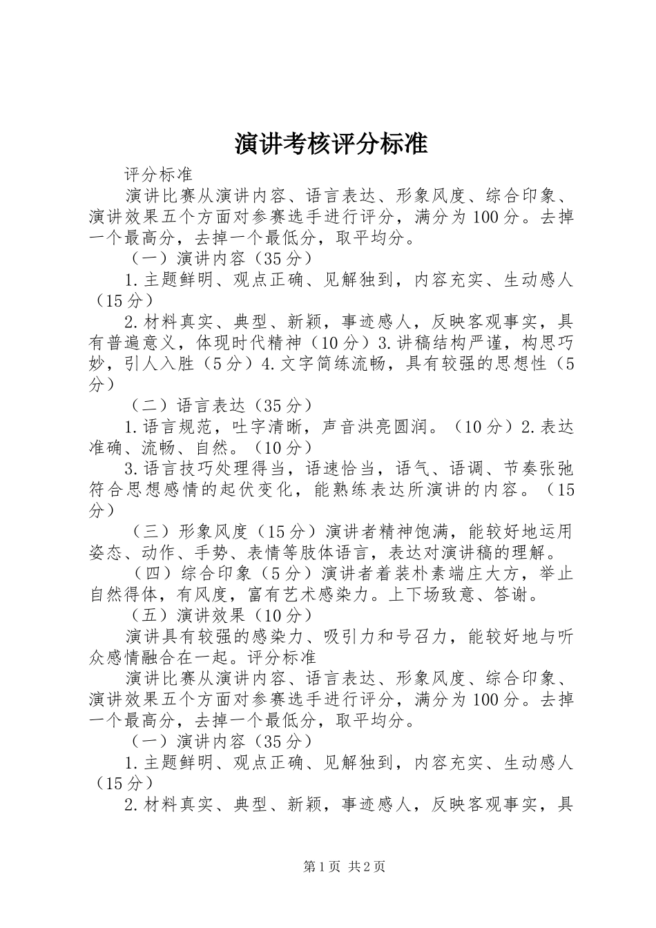 演讲考核评分标准_第1页
