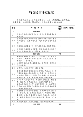 特色民宿评定标准