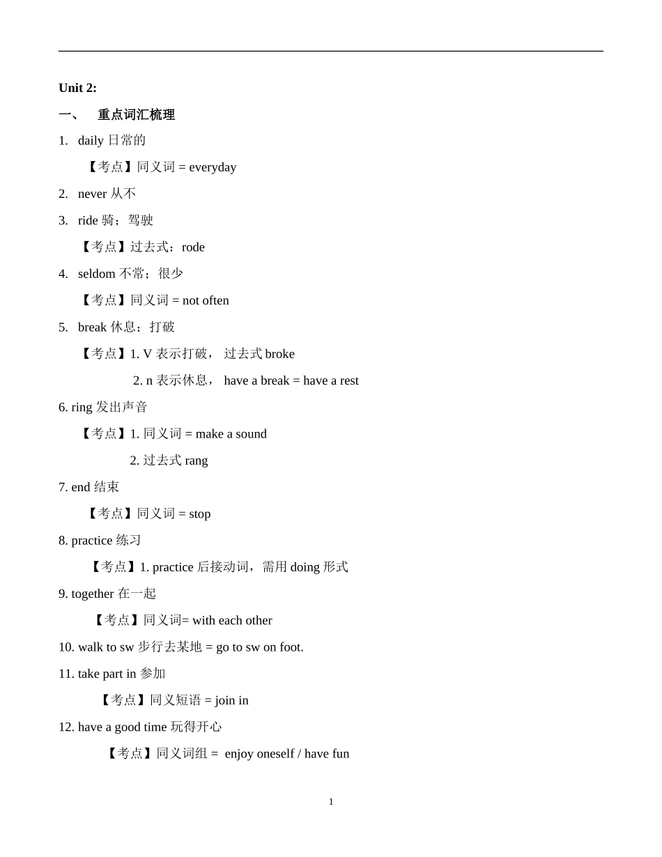 沪教牛津版七年级上册unit 2复习_第1页