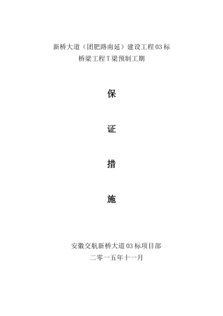 新桥大道桥梁工程T梁预制工期保证措施