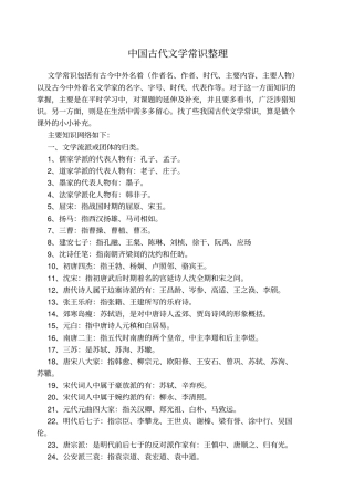 中国古代文学常识整理