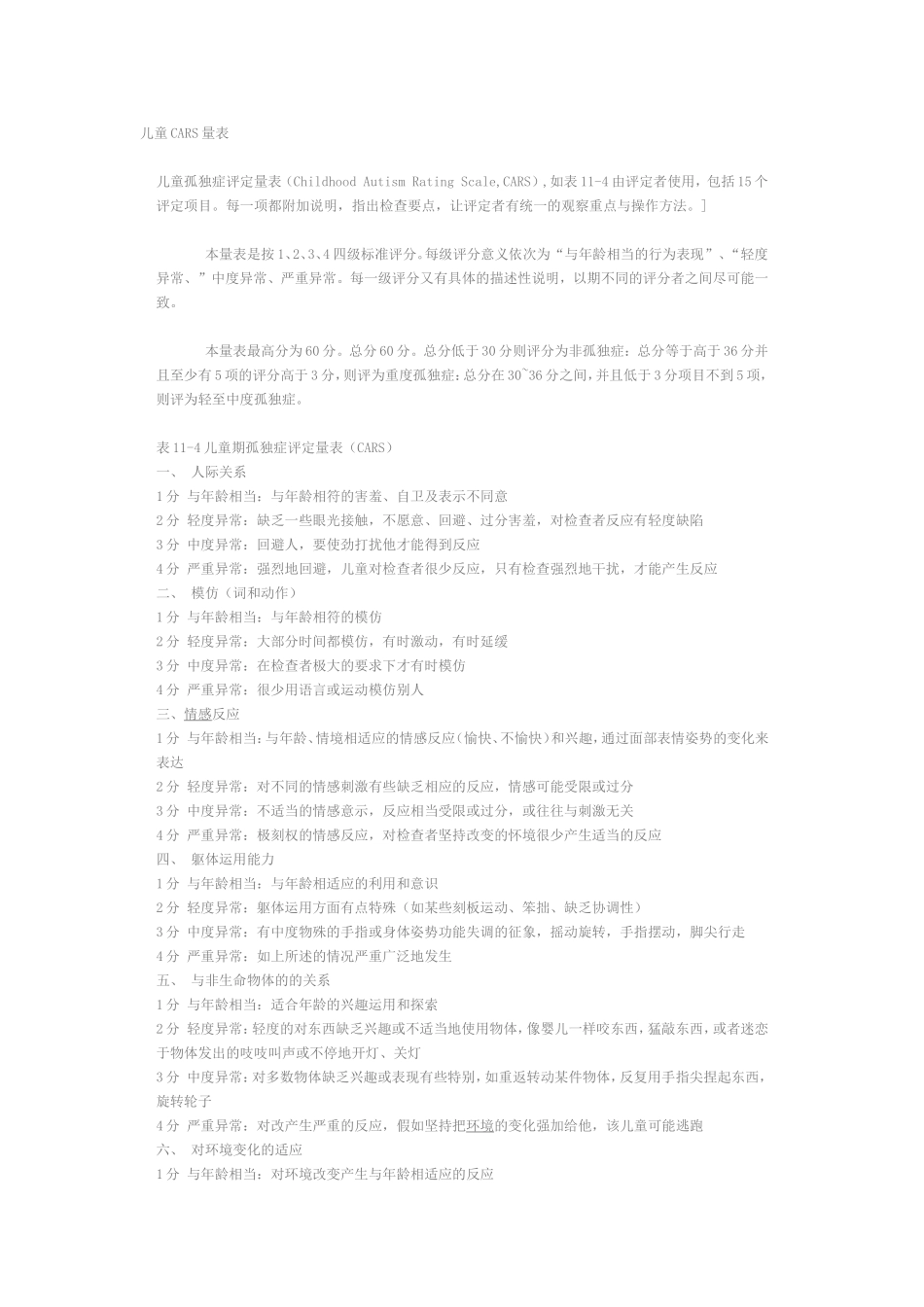 自闭症诊断CARS量表_第1页