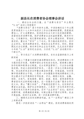 副县长在消费者协会理事会讲话