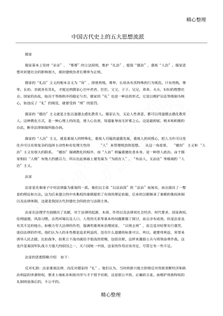 中国古代的五大思想流派