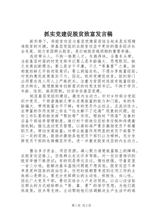 抓实党建促脱贫致富发言稿
