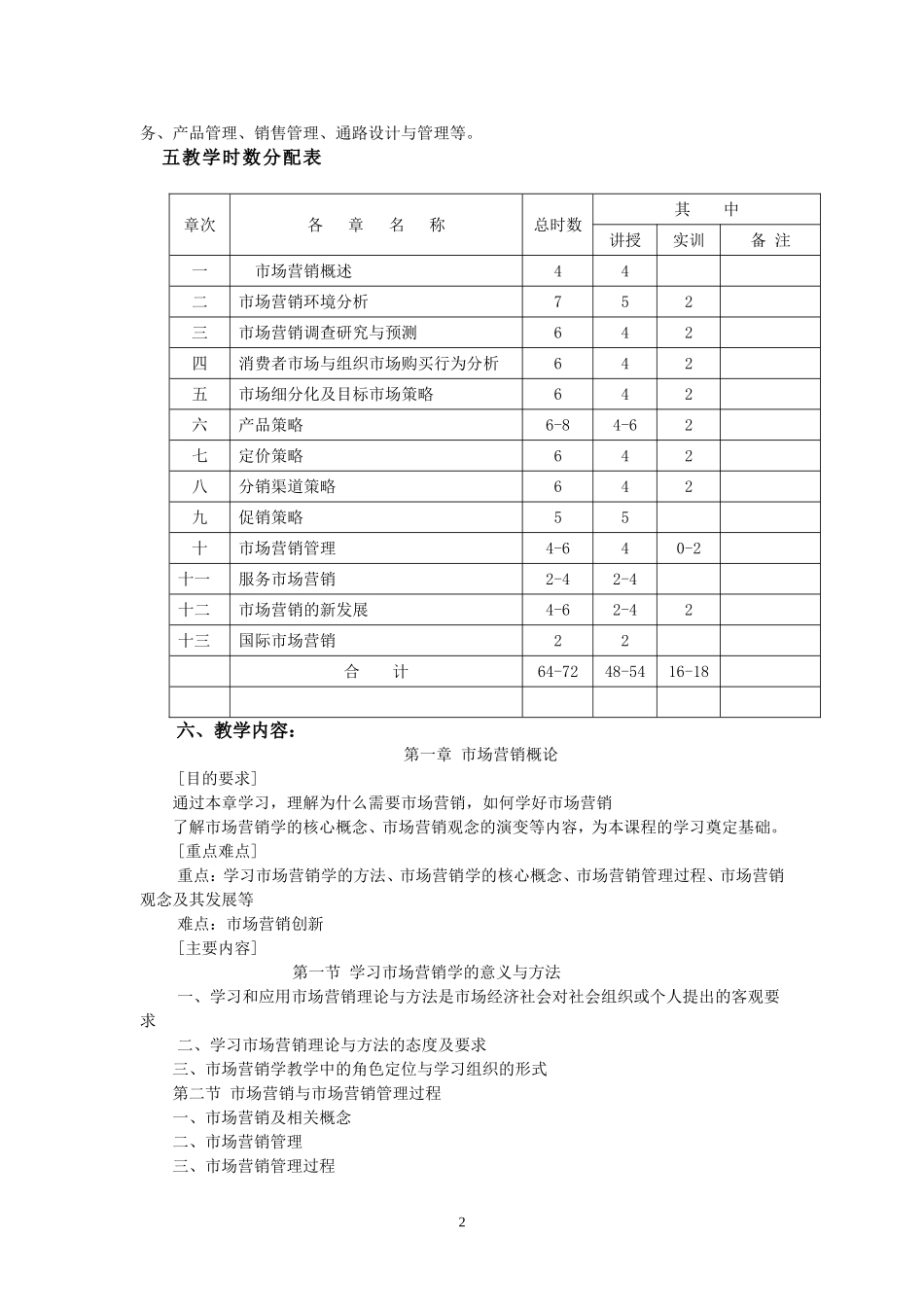 市场营销学教学大纲_第2页