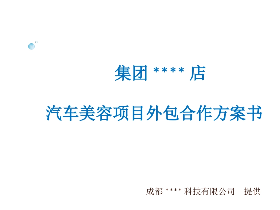 汽车售后洗车美容项目合作方案书_第1页