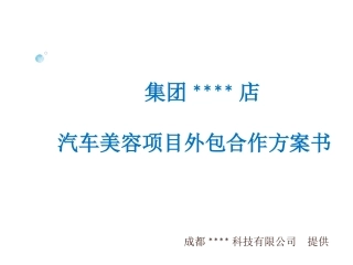 汽车售后洗车美容项目合作方案书