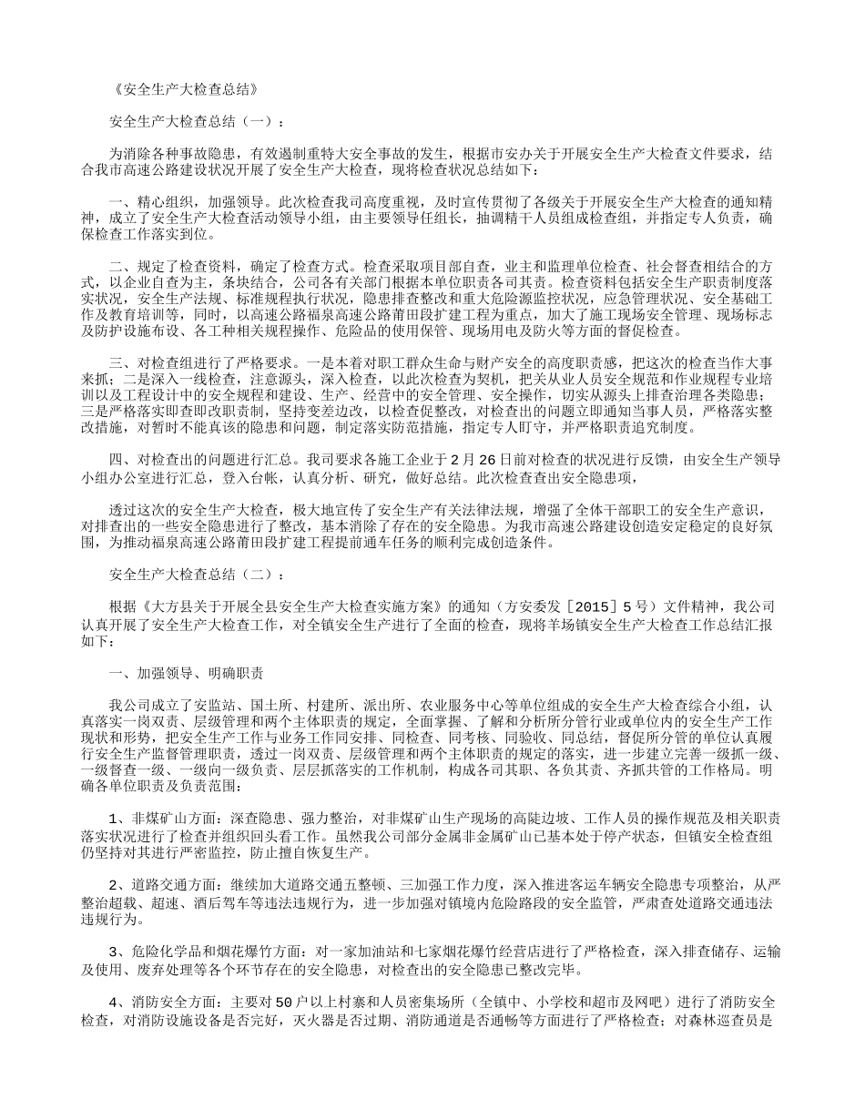 安全生产大检查总结_第1页