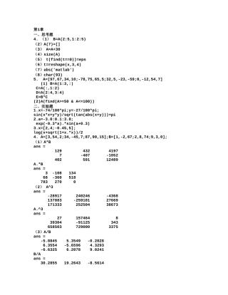 Matlab基础与应用教程答案(人民邮电出版社)