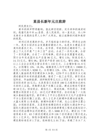 某县长新年元旦致辞