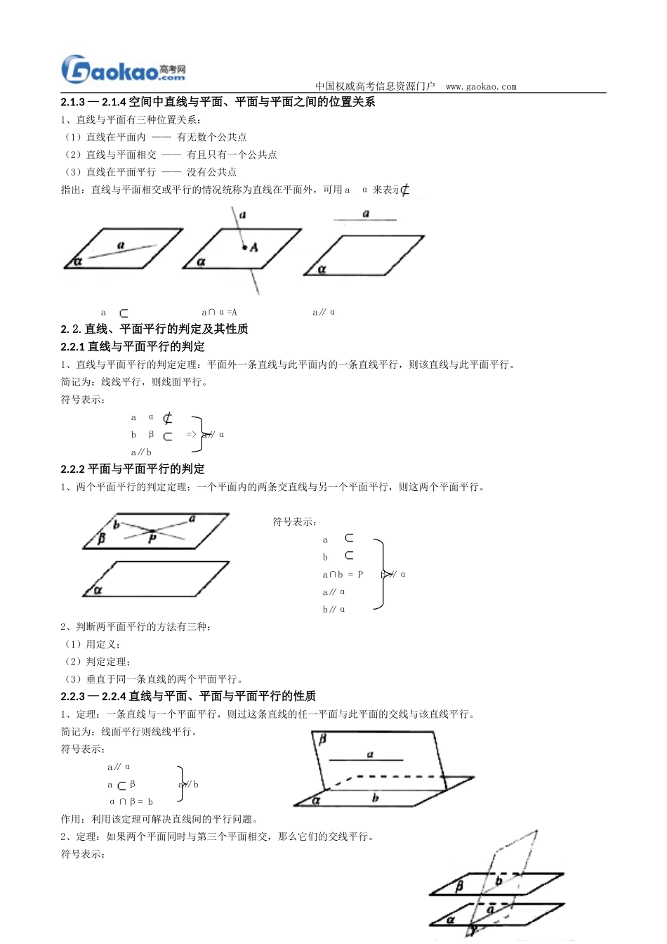 高中数学空间点线面之间的位置关系的知识点总结_第2页