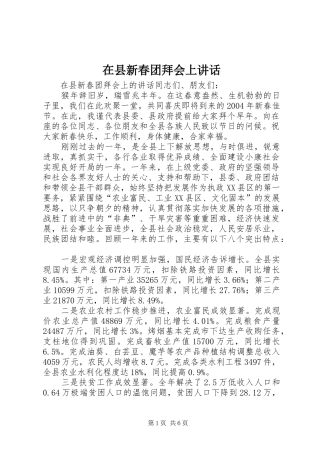 在县新春团拜会上讲话