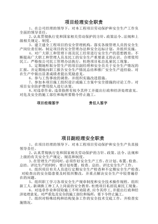 项目管理人员安全职责