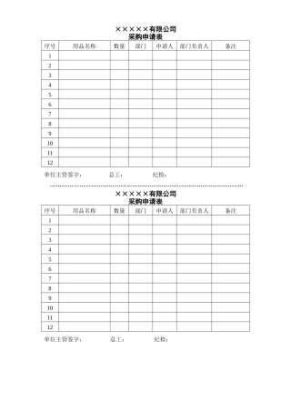 办公用品购买申请表