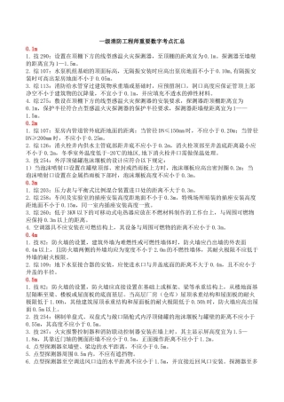 一级消防工程师重要数字考点总结