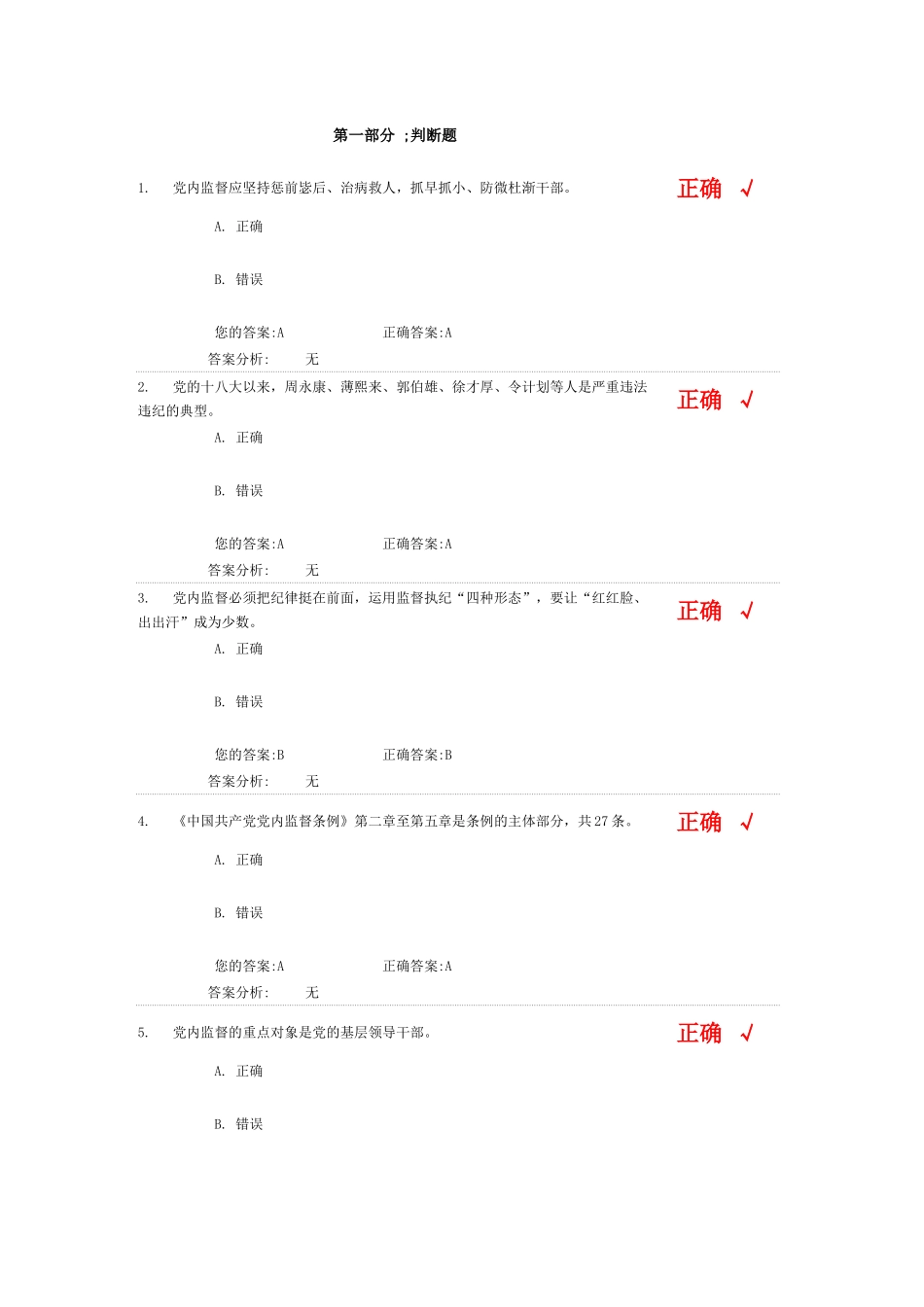 党内监督条例 网络培训 答案_第1页