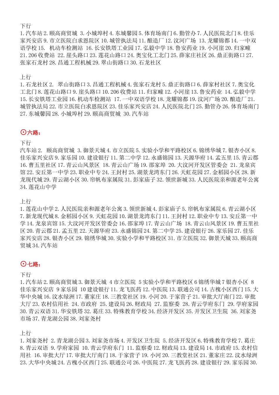 安丘市最新公交线路站点说明—2018.6_第2页