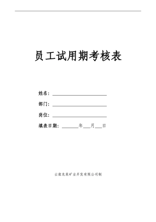 员工试用期考核表
