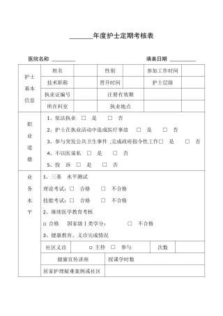 护士定期考核表1