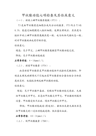 甲功七项检验及其临床意义