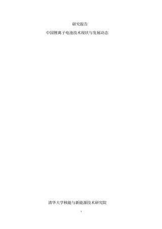 中国在锂离子电池技术领域的现状以及发展动态的研究报告