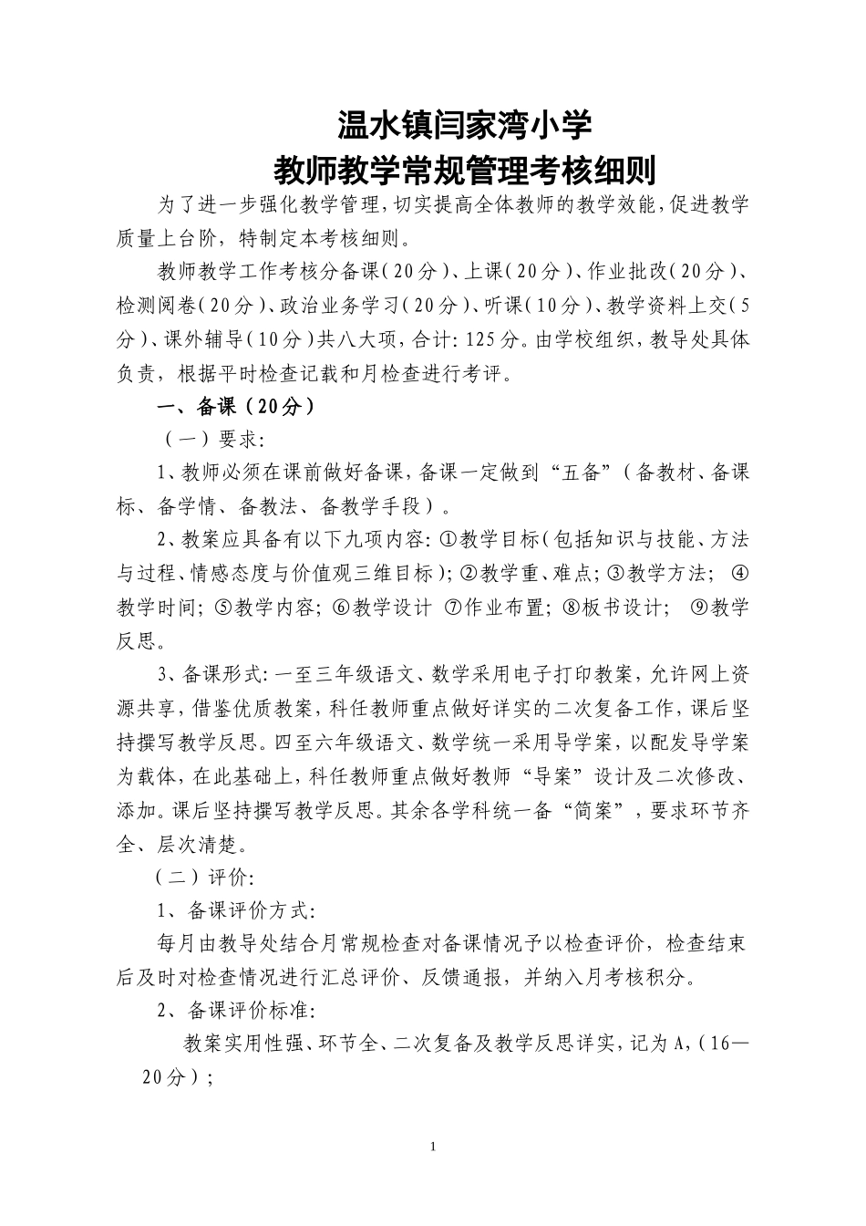 学校教学管理考核细则(2017)_第1页