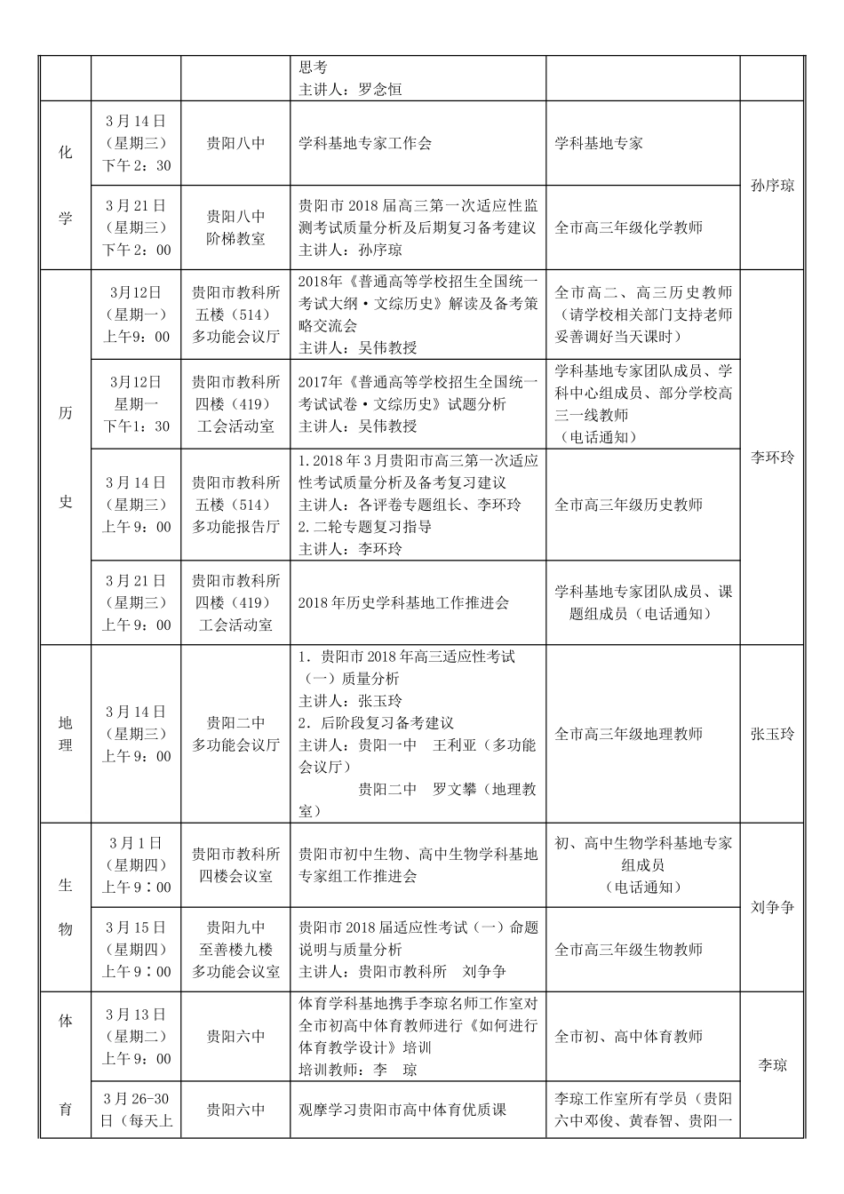 2018年3月份高中教研活动安排表_第2页