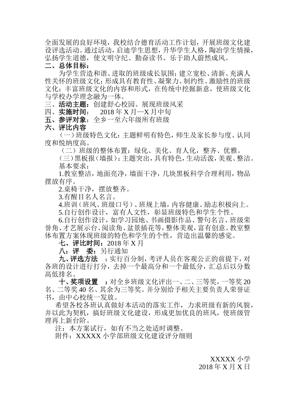小学班级文化建设方案及评分细则_第2页