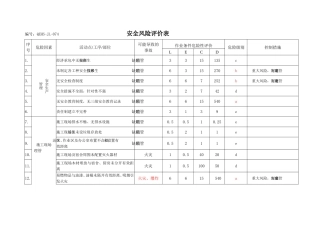 安全风险评价表
