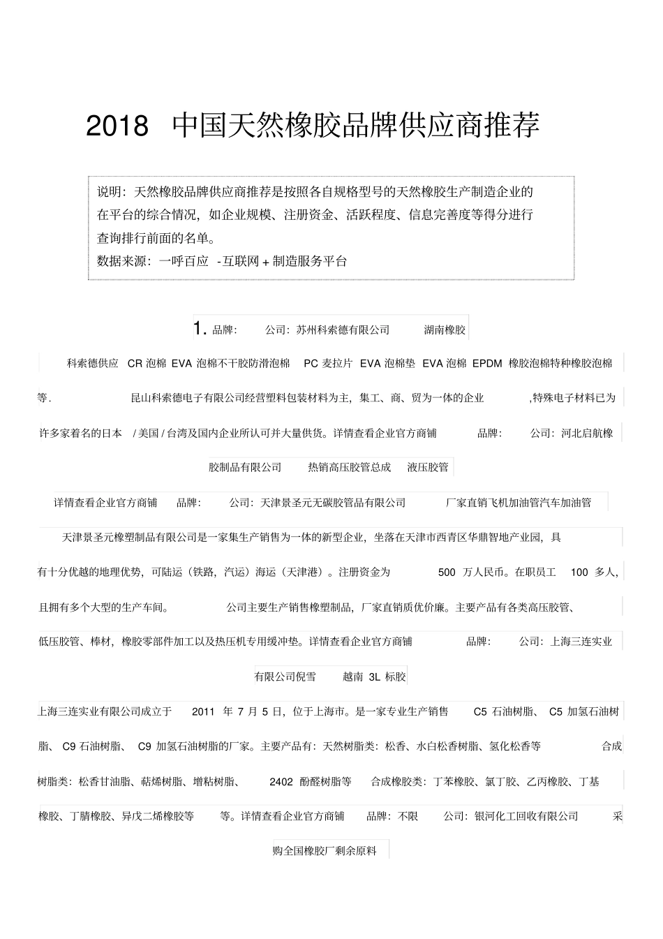 中国天然橡胶品牌供应商_第1页