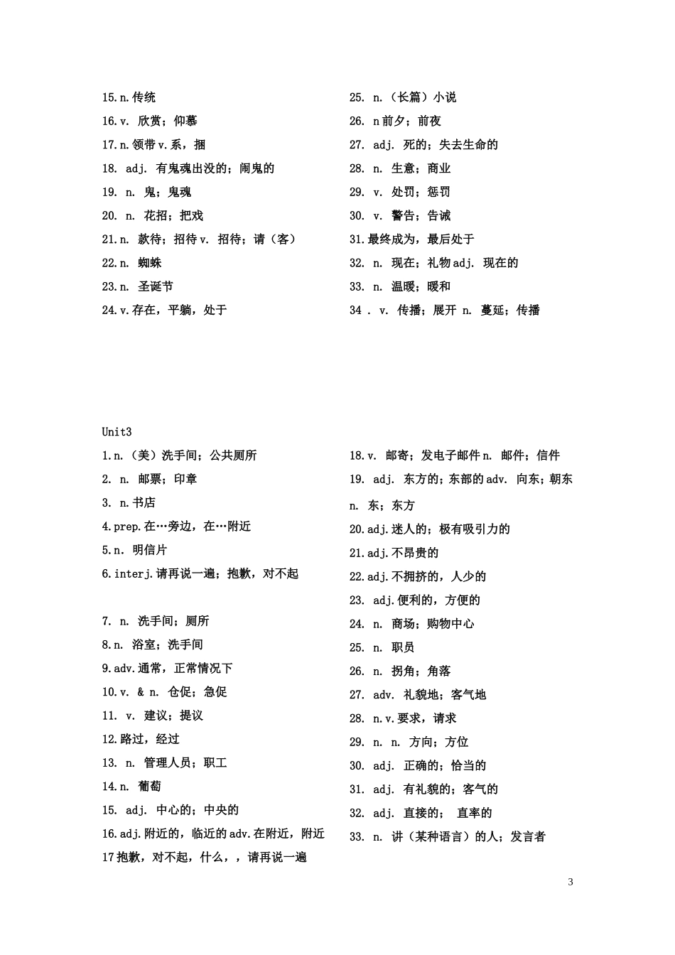 人教版九年级全册英语单词听写版_第3页