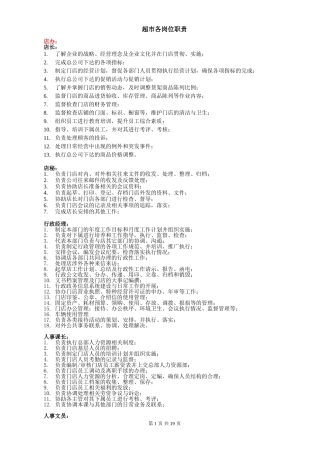 超市各岗位职责