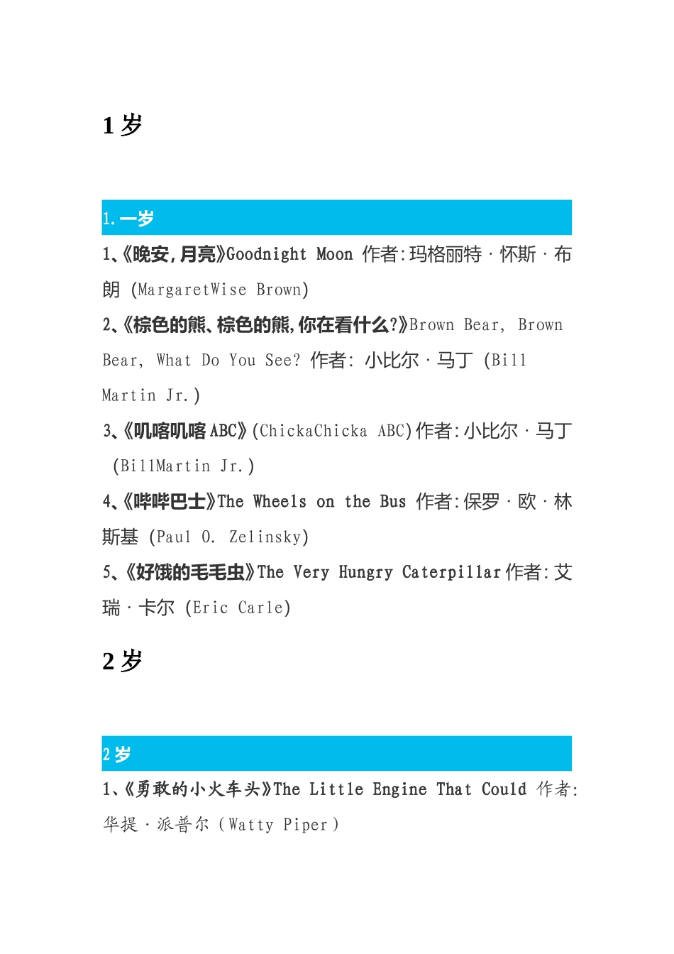 1-14岁英语绘本(简单版)_第1页