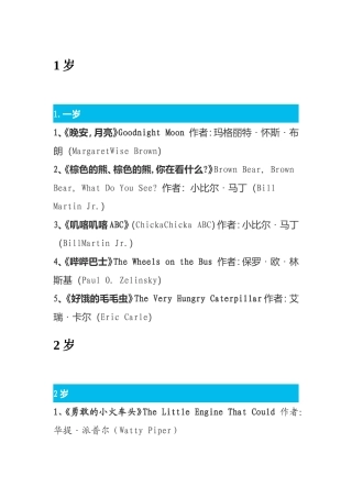 1-14岁英语绘本(简单版)