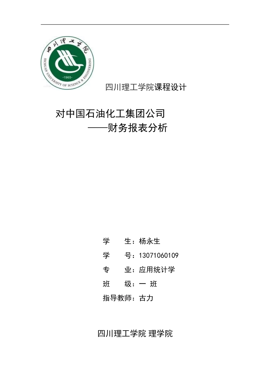 中国石化财务报表分析_第1页