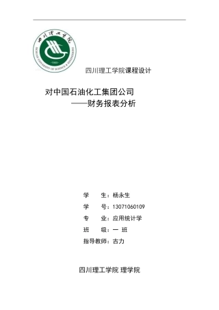 中国石化财务报表分析