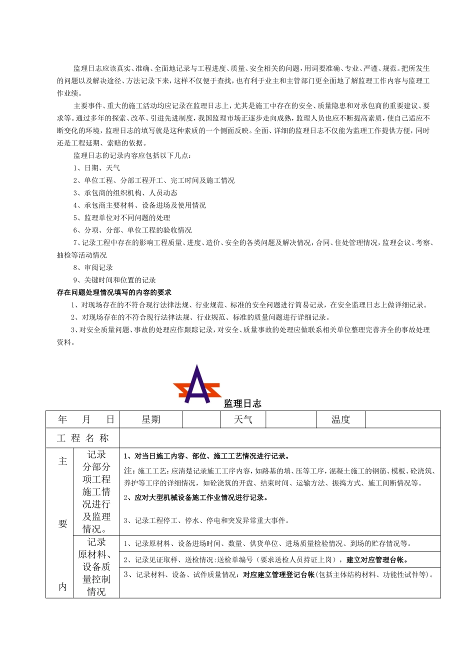 监理日志填写范例_第2页