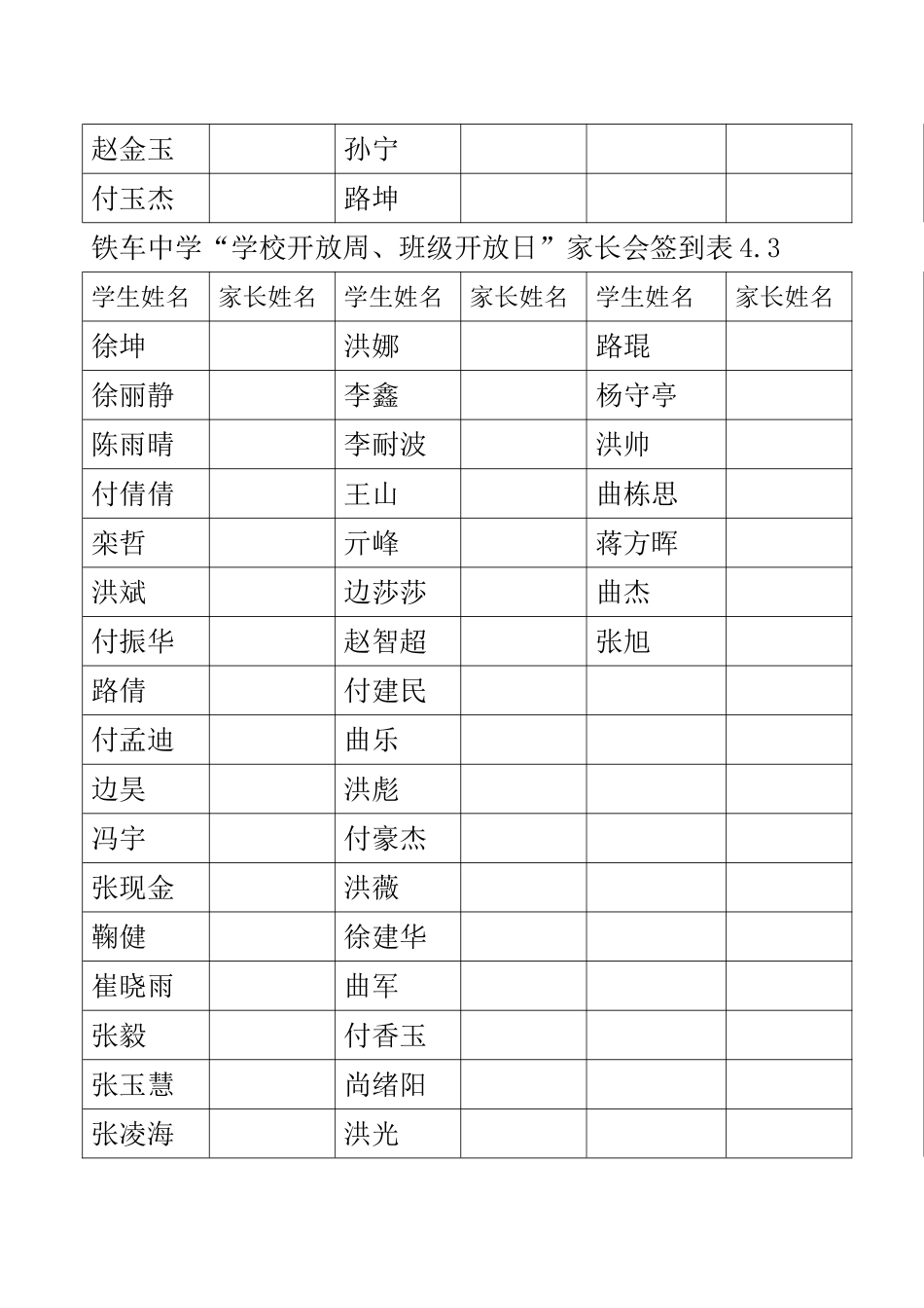 家长会签到表1_第3页