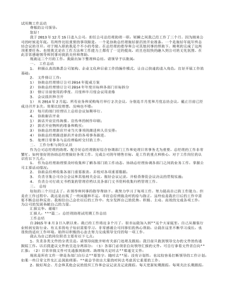 总经理助理转正工作总结