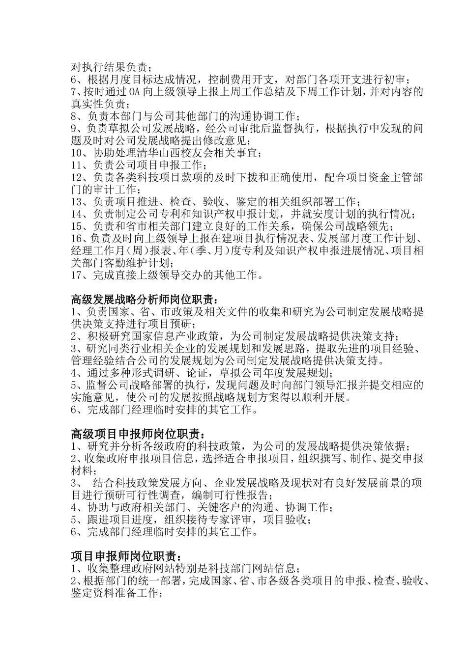 发展战略部部门职责及岗位职责_第2页