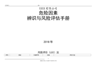 XXXXX有限公司安全生产风险辨识手册(1)