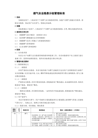 燃气安全隐患分级标准管理