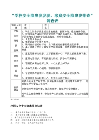 家庭安全隐患排查表(附相关记录)