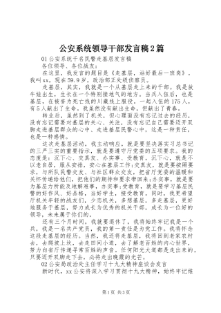 公安系统领导干部发言稿2篇
