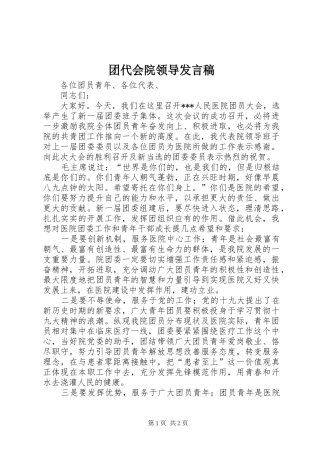 团代会院领导发言稿