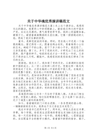关于中华魂优秀演讲稿范文